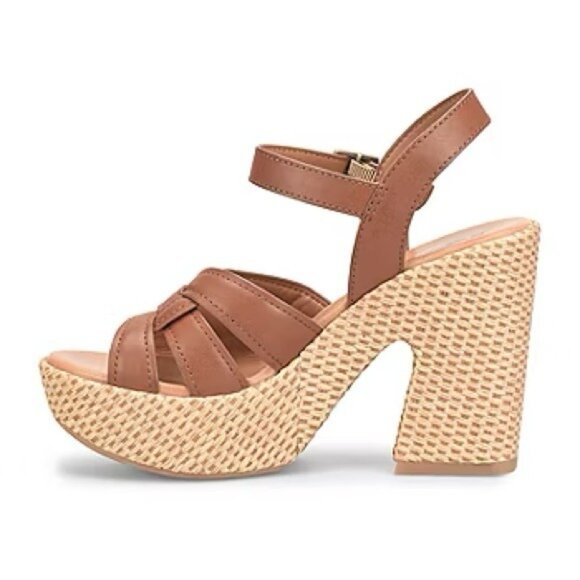 Korks by Kork-Ease Dee Sandals Strappy Wedge Heel Platforms Cognac Brown Size 10 - Picture 11 of 11